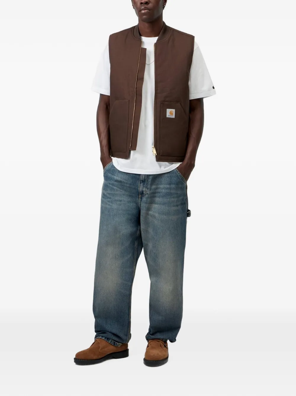 Carhartt WIP Klassiek gilet met rits Bruin