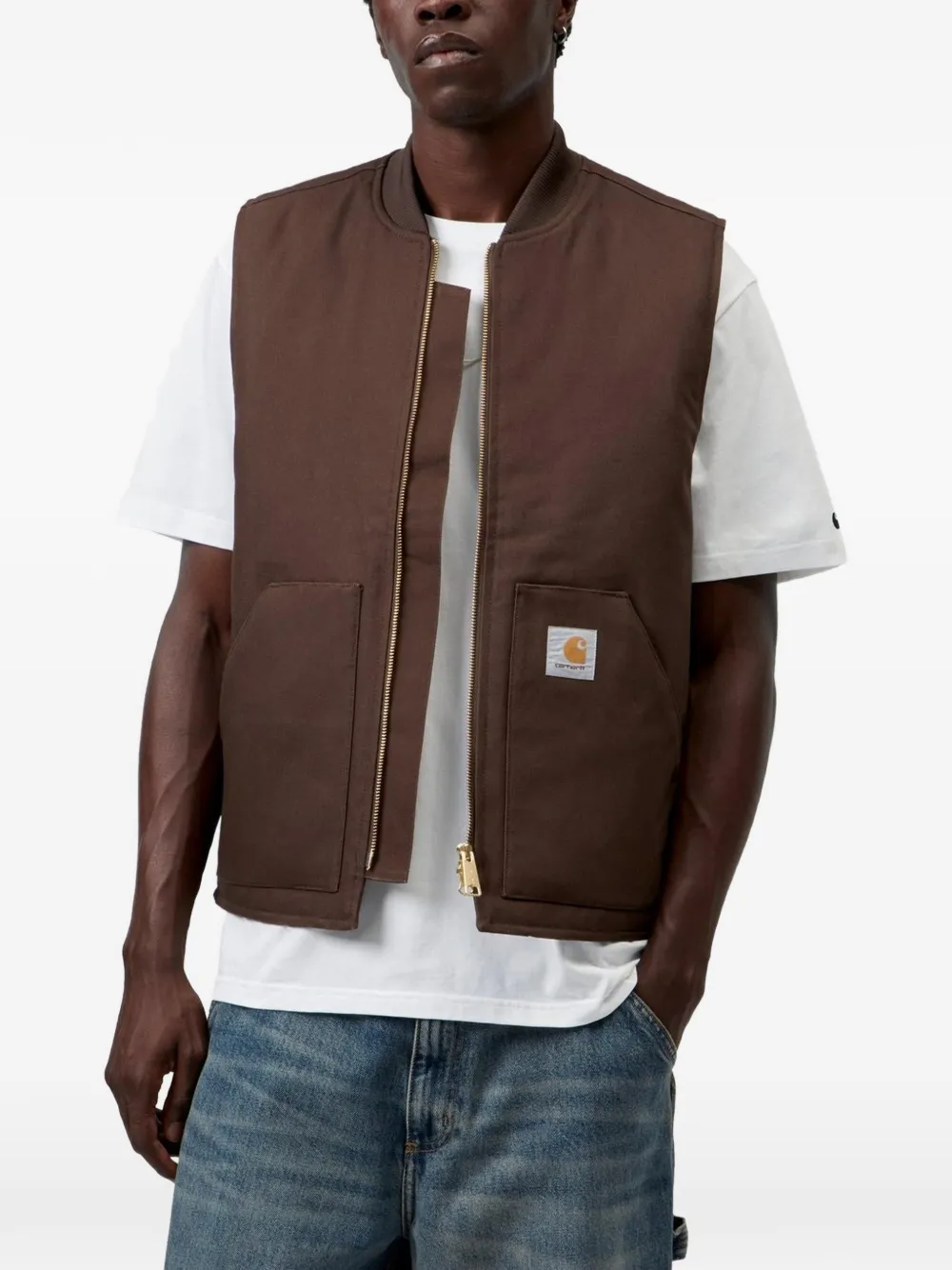 Carhartt WIP Klassiek gilet met rits Bruin