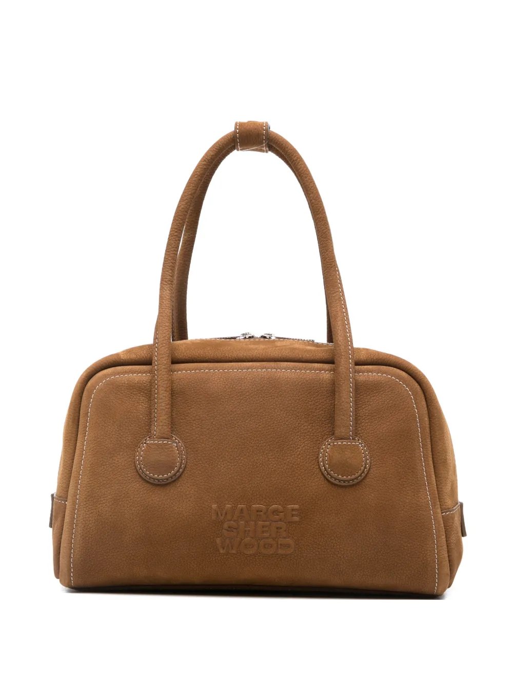 Marge Sherwood Soft suede embossed-logo tote bag - Marrone