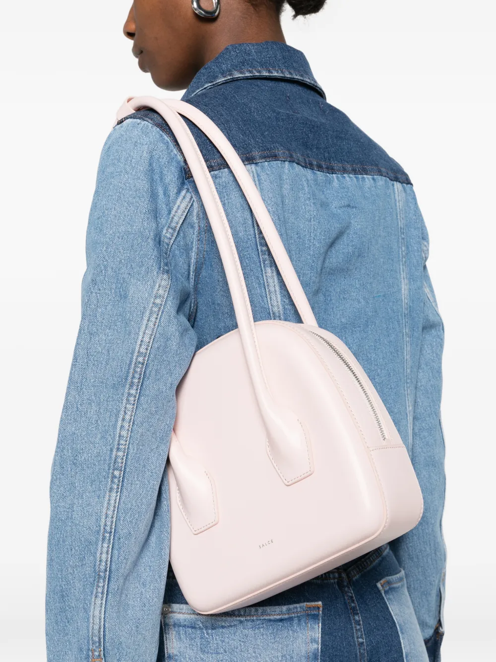  Salce Leather Rounded Shoulder Bag - Pink 