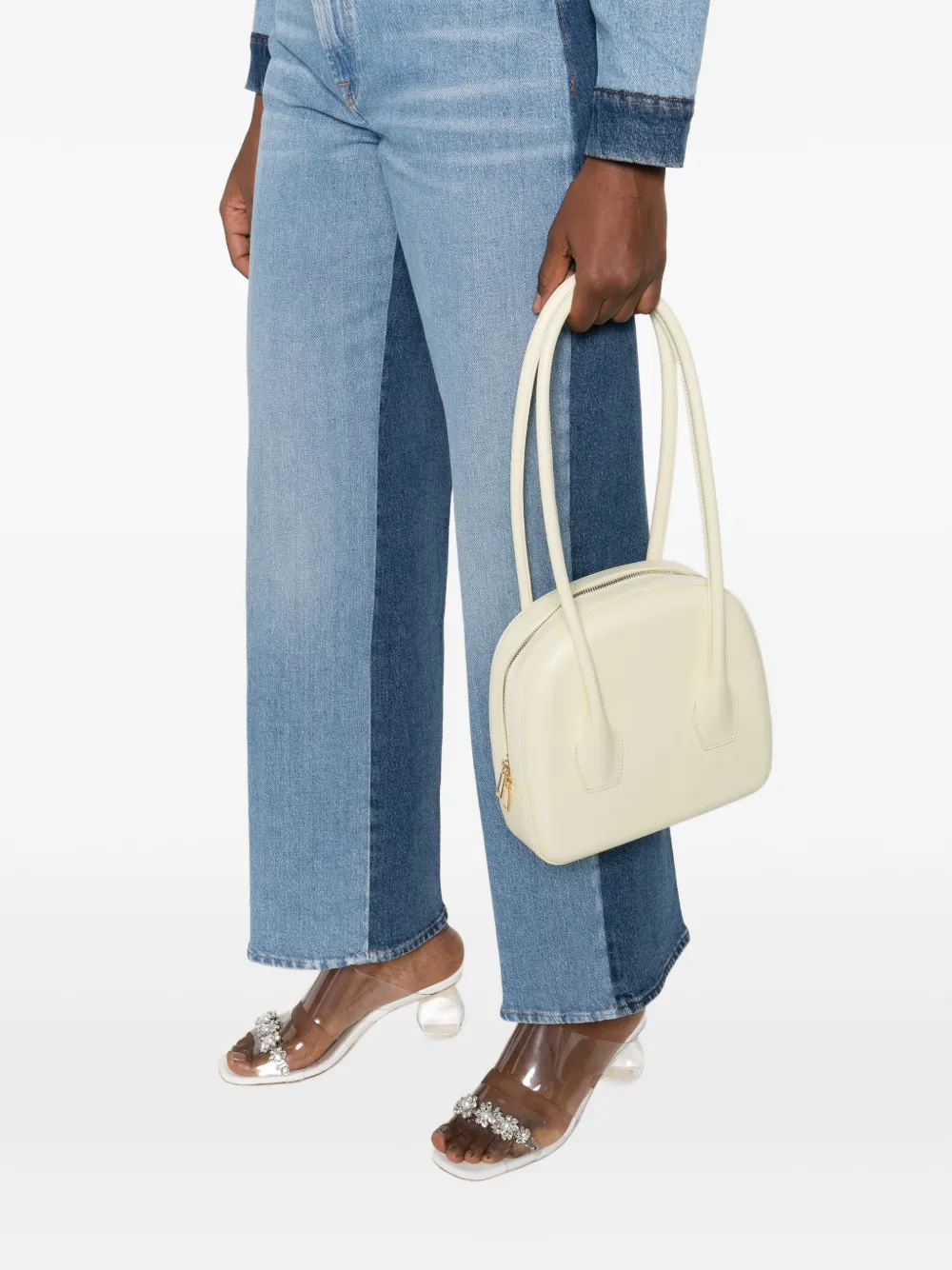  Salce Rounded Leather Shoulder Bag - Yellow 