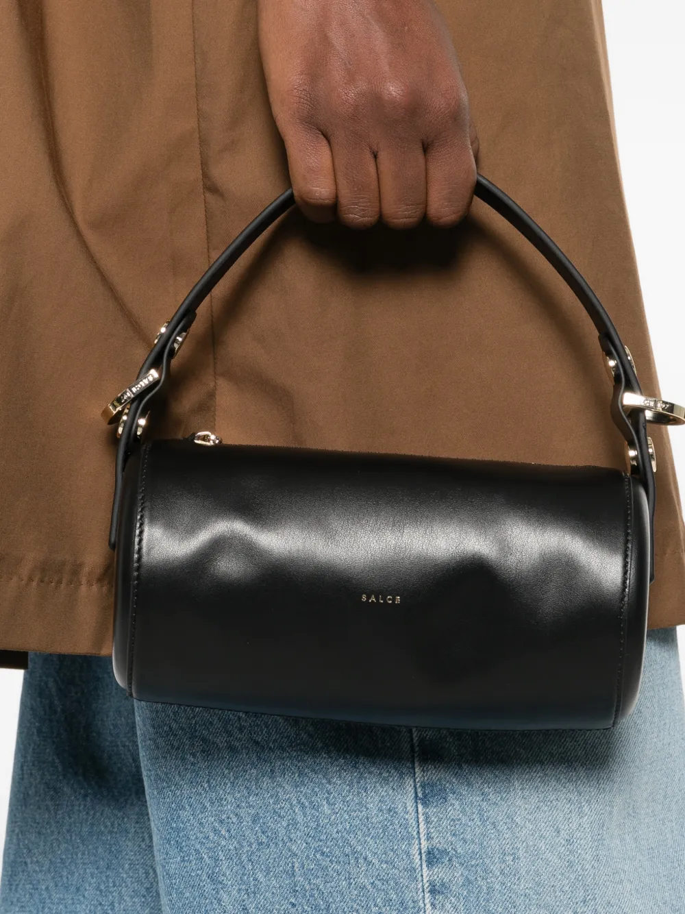  Salce Cylinder Zipped Mini Bag - Black 