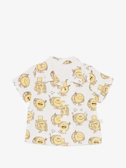 Stella McCartney Kids short-sleeve drum-motif shirt