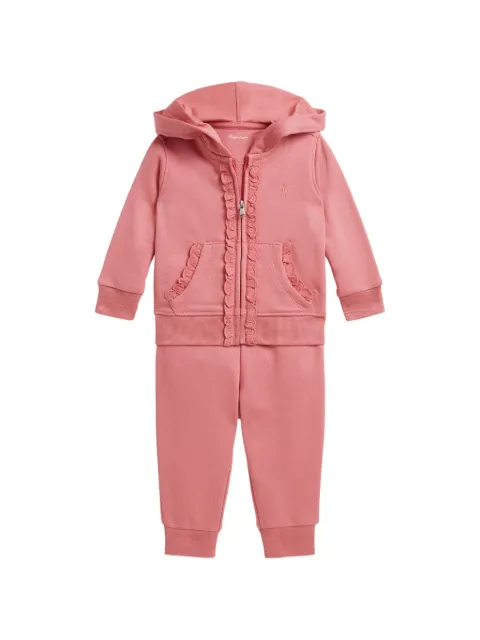 POLO RALPH LAUREN KIDS eyelet-embroidered trim-detail hoodie tracksuit set