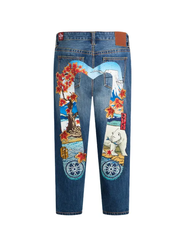 shu0509 専用Evisu Denim - W34 L32 Moose Knuckles x Evisu Graphic Tapered Jeans | Blue | FARFETCH ZA