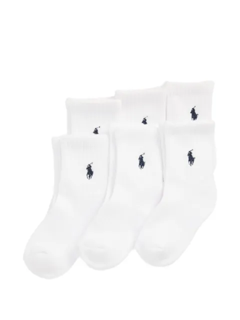 POLO RALPH LAUREN KIDS embroidered pony crew socks (set of six)