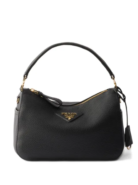 Prada logo-plaque leather shoulder bag