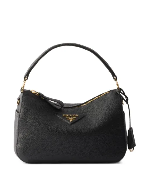 Prada logo-plaque leather shoulder bag