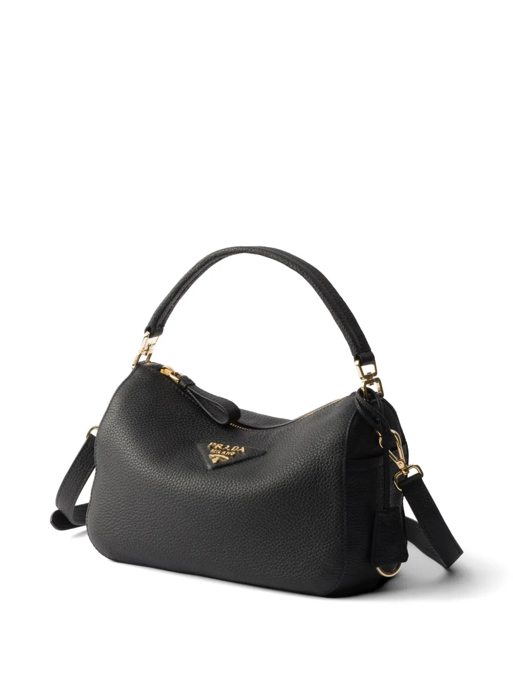 Prada Kleine leren schoudertas met logoplakkaat Zwart