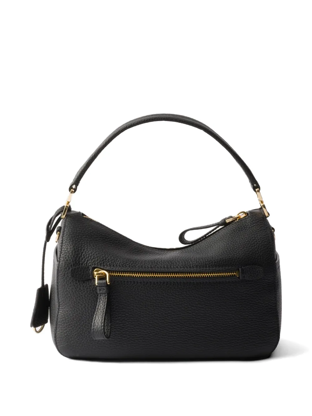 Prada Kleine leren schoudertas met logoplakkaat Zwart