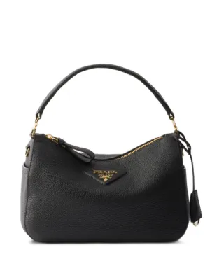 Prada Mini Arqué Leather Shoulder Bag | Black | FARFETCH