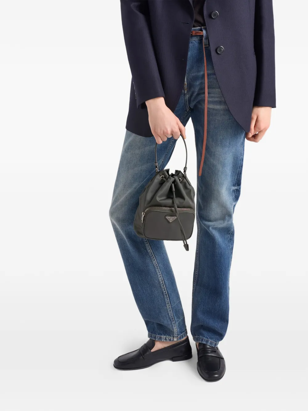 Prada Duet bucket-tas met trekkoord Grijs