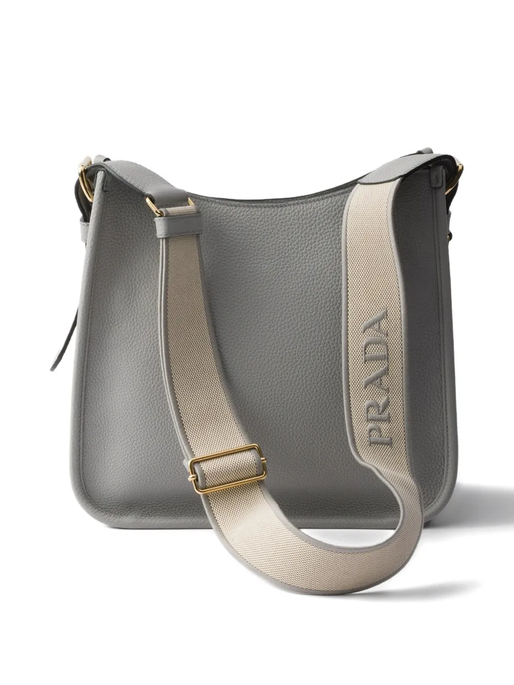 Prada logo-detail leather shoulder bag - Grijs