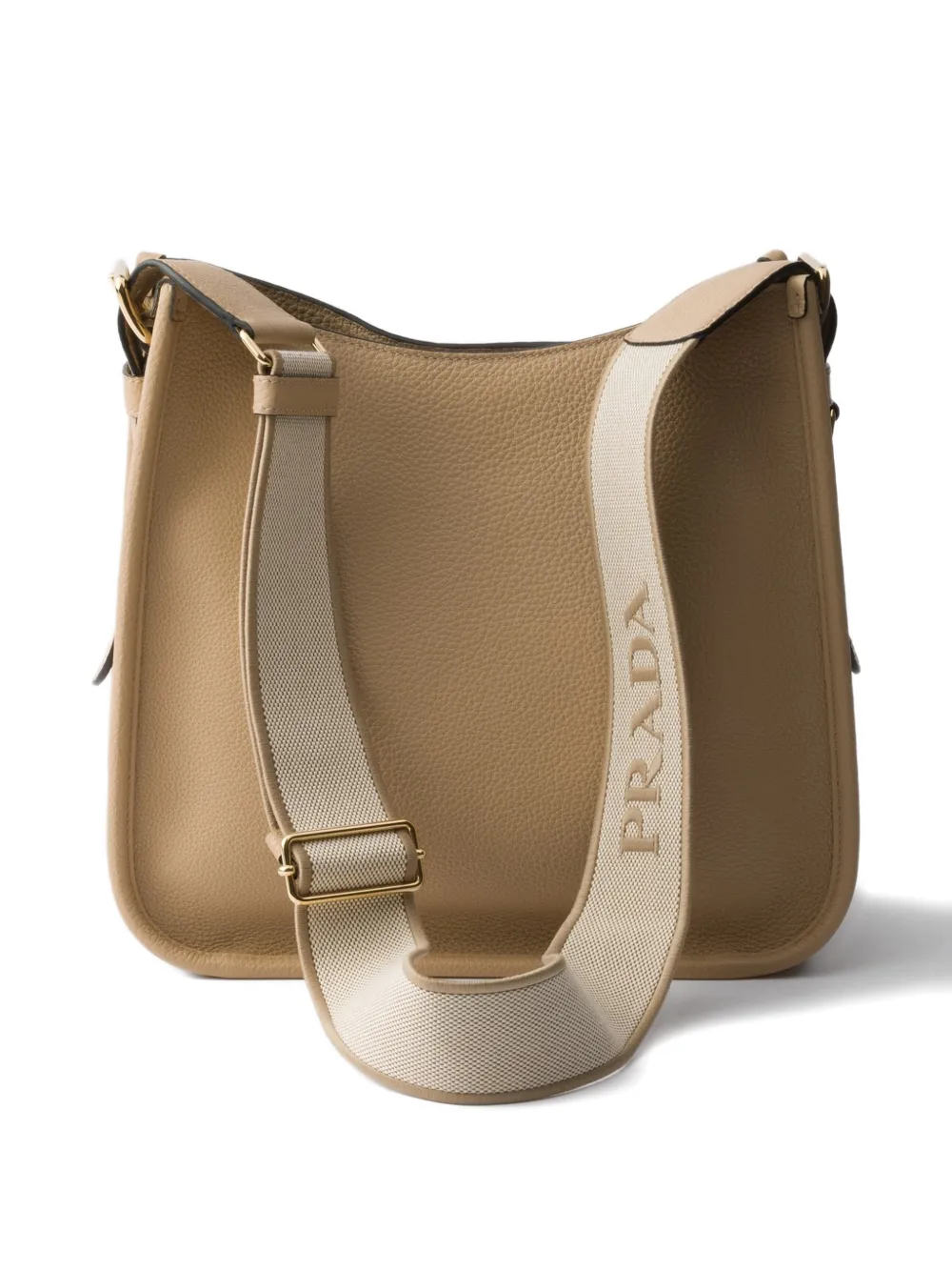 Prada logo-detail leather shoulder bag - Beige
