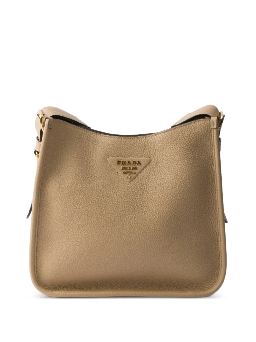 Prada logo-detail leather shoulder bag - Toni neutri