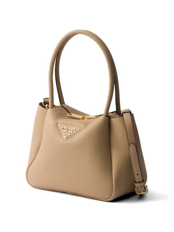 Prada Leather logo-detail Tote Bag | Neutrals | FARFETCH
