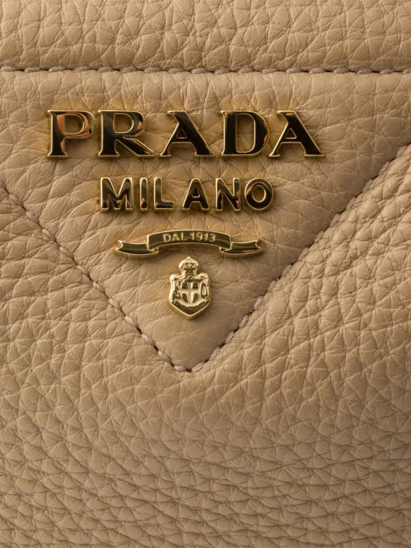 Prada Leather logo-detail Tote Bag | Neutrals | FARFETCH