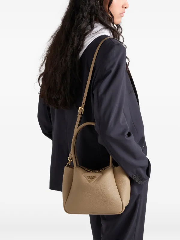 Prada Leather logo-detail Tote Bag | Neutrals | FARFETCH