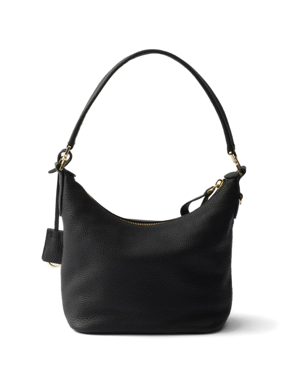 Prada logo-plaque leather shoulder bag - Zwart