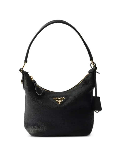 Prada logo-plaque leather shoulder bag