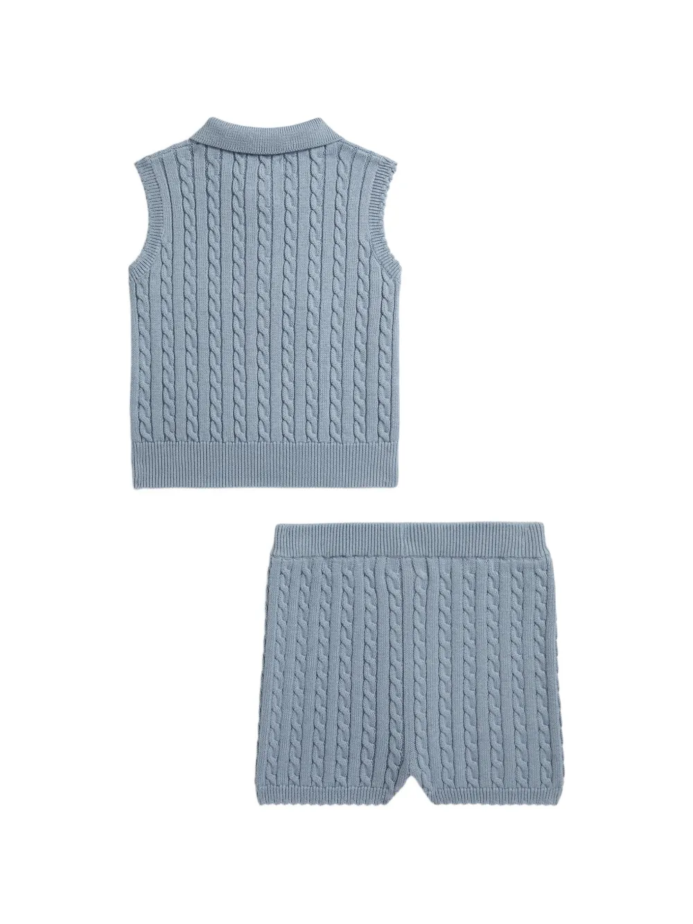 Cable-Knit Polo Shorts Set