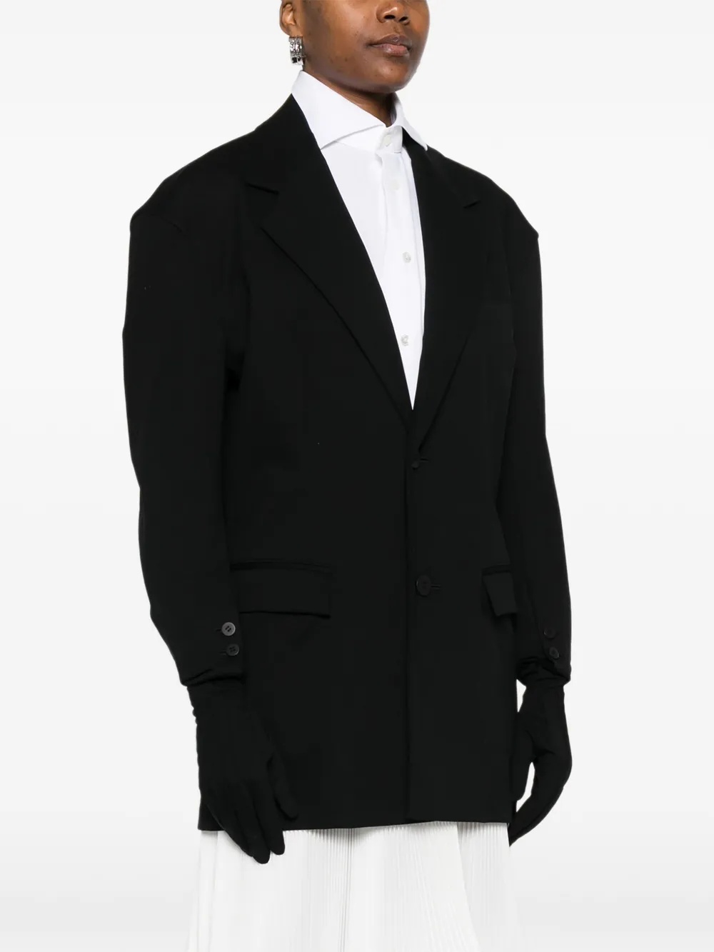  Issey Miyake Glove-detail Fitted Jacket - Black 