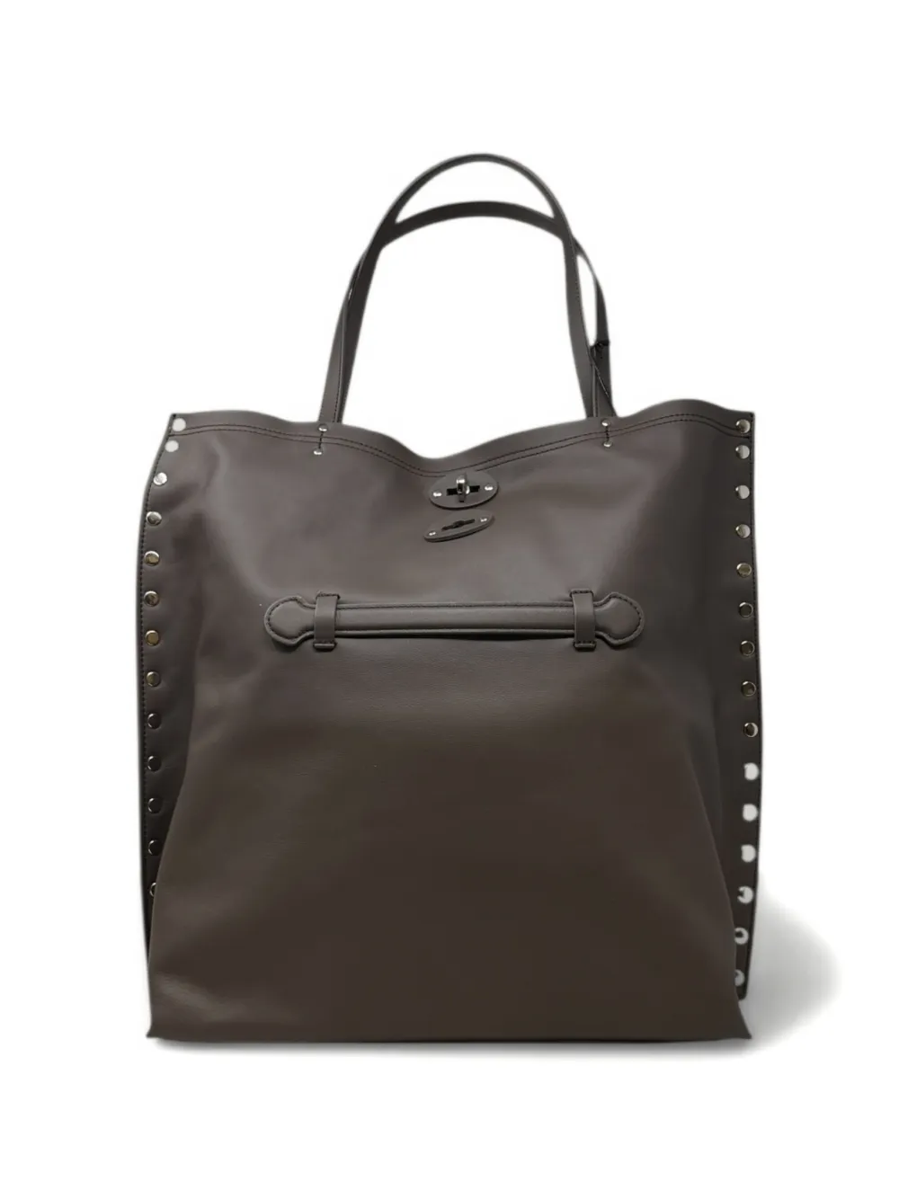 Zanellato medium A'spasso studded shoulder bag - Bruin