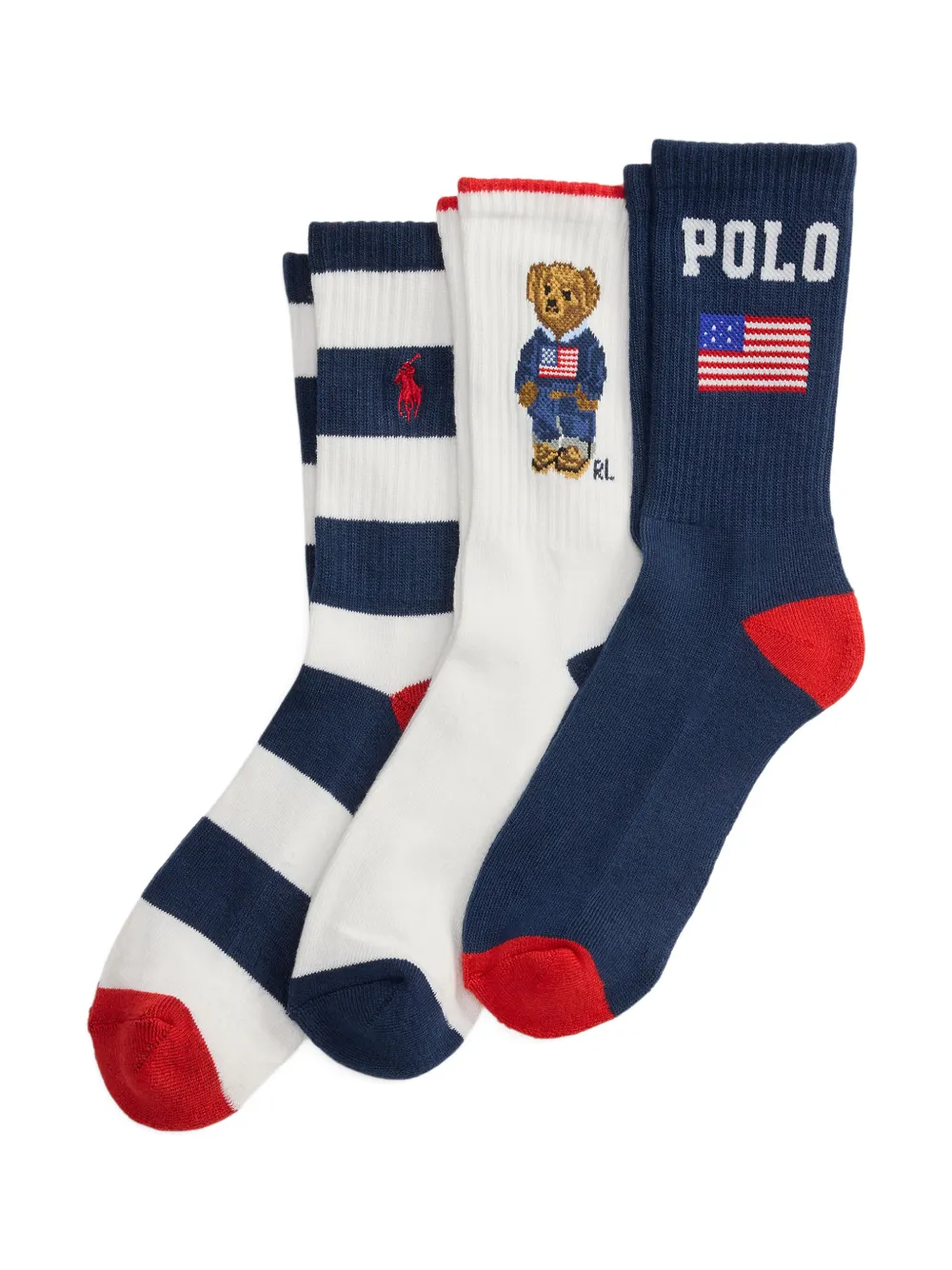 POLO RALPH LAUREN KIDS Drie paar sokken met logodetail Blauw