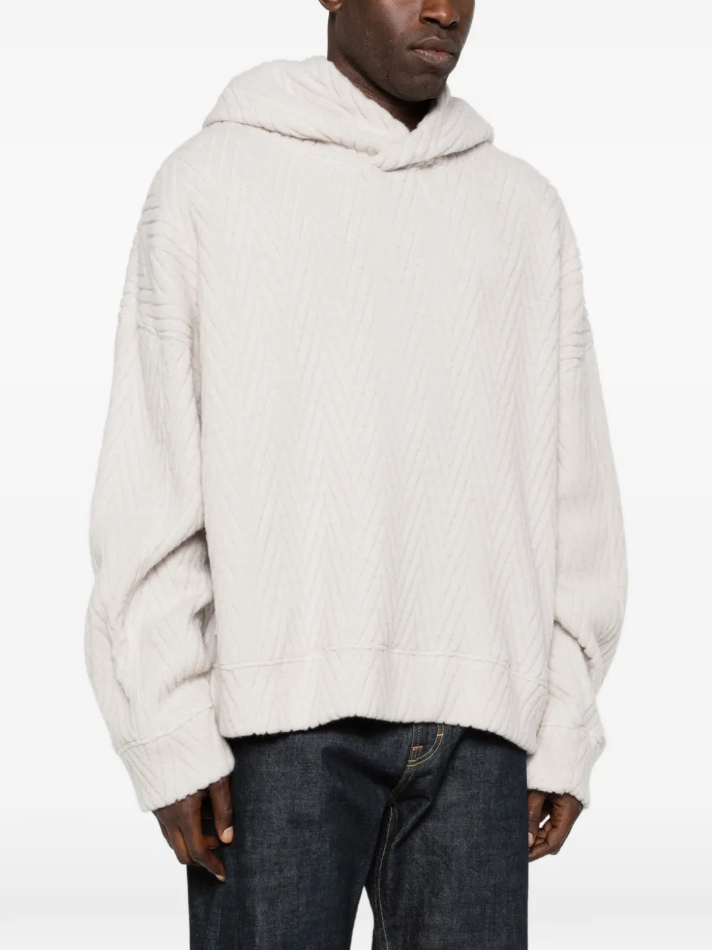  Bonsai Zigzag-patterned Oversized Hoodie - Neutrals 