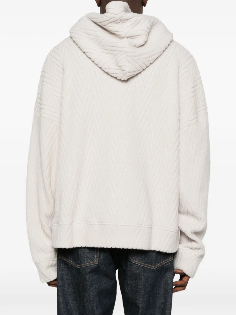 Bonsai Oversized hoodie met zigzag patroon Beige