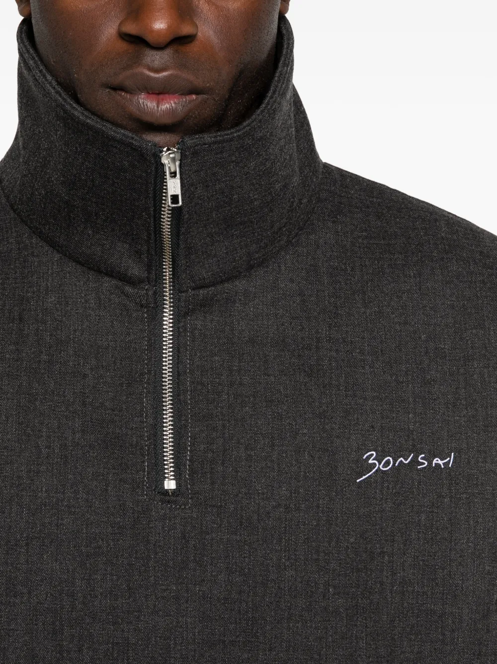 Bonsai Sweater met halve rits Grijs
