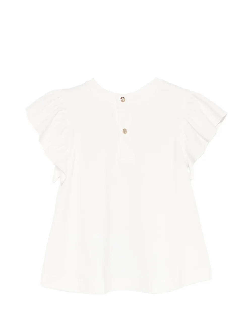 Miss Blumarine Top met ruchemouwen Beige