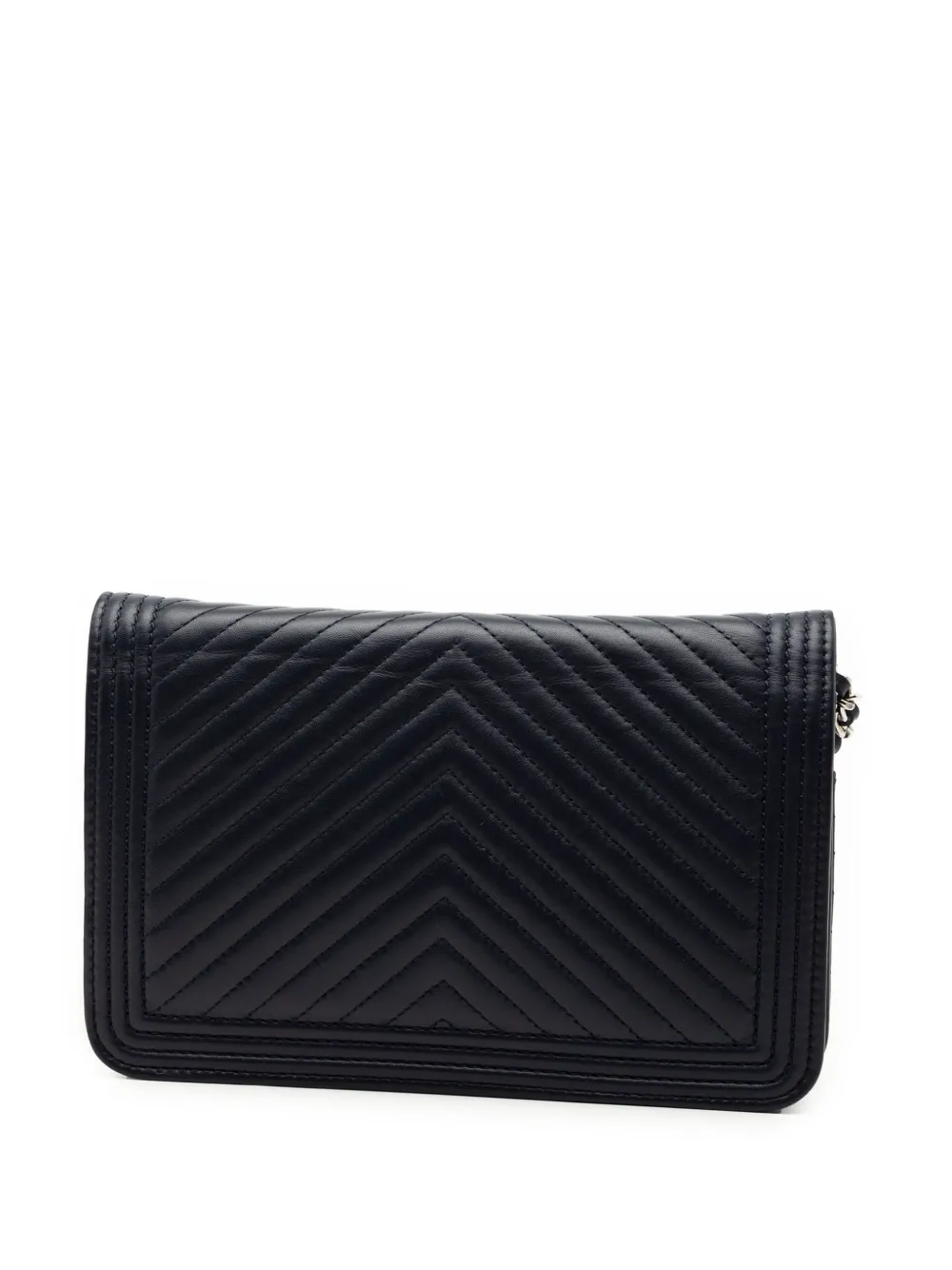 CHANEL Pre-Owned 2016-2017 Chevron Lambskin Boy Wallet on Chain crossbody bag - Blu