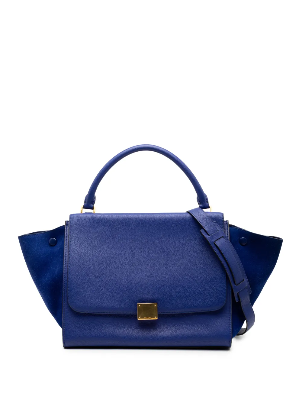 Celine Pre-Owned 2014 Medium Calfskin and Suede Trapeze satchel - Blu