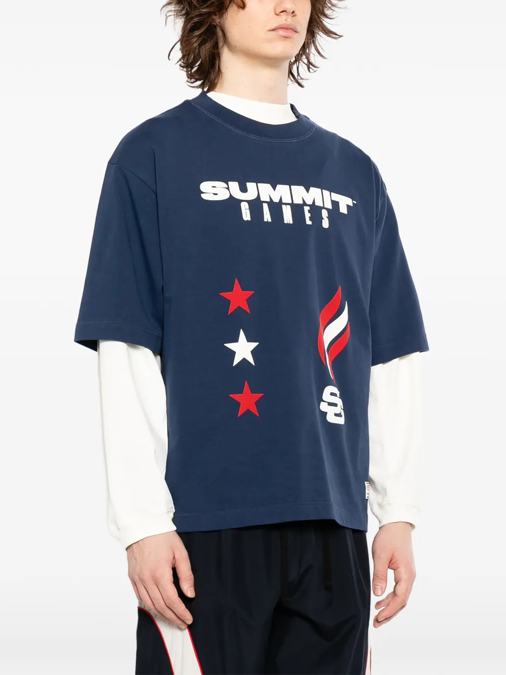  Summer Games Printed T-shirt - Blue 