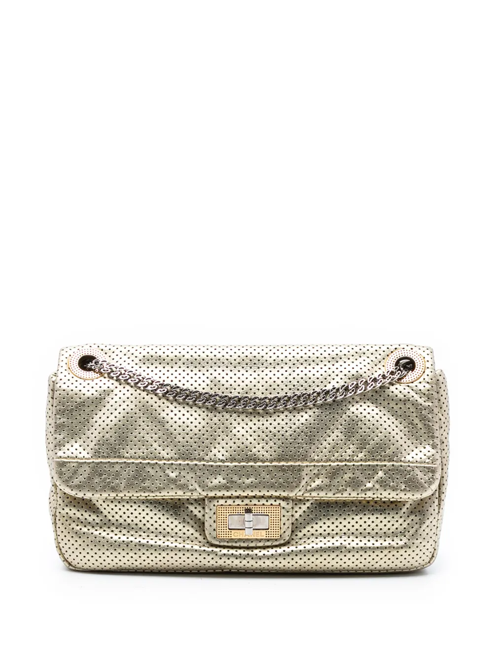 CHANEL Pre-Owned Borsa a spalla Reissue Drill Flap media in pelle di vitello traforata 2006-2008 - Oro