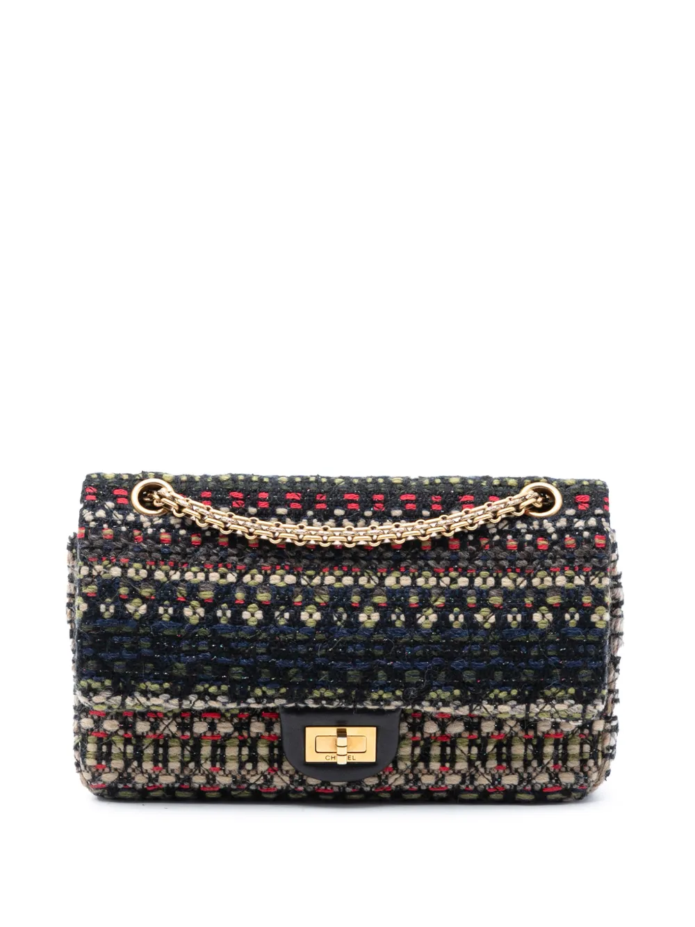 CHANEL Pre-Owned 2015-2016 Reissue 2.55 Quilted Tweed Double Flap 225 shoulder bag - Blu