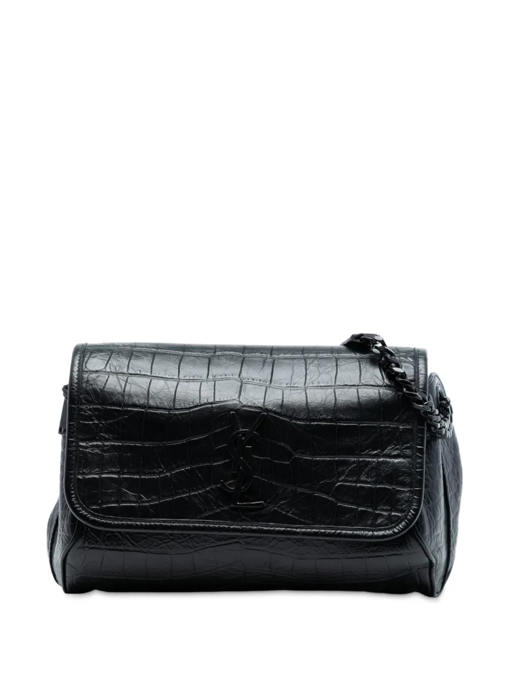 Saint Laurent Pre-Owned 2019 Croc Embossed Leather Niki belt bag - Nero