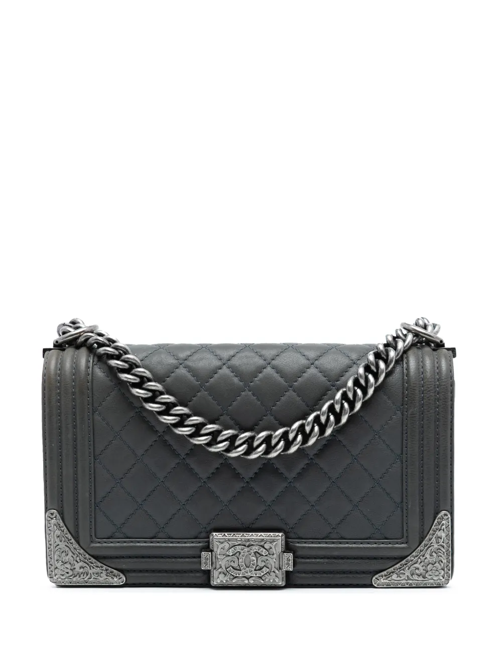 CHANEL Pre-Owned 2014 Paris Dallas Old Medium Quilted Calfskin Cowboy Boy Flap shoulder bag - Grigio
