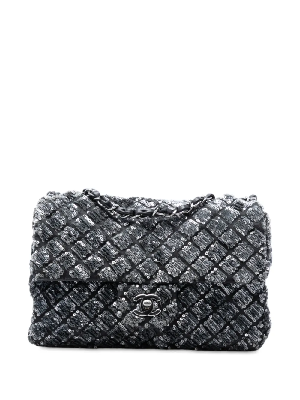 CHANEL Pre-Owned 2012-2013 Medium CC Quilted Lambskin Sequin Single Flap shoulder bag - Nero