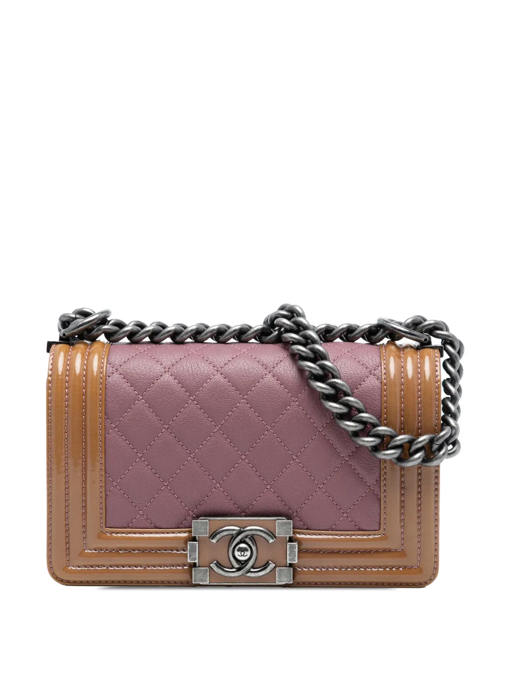 CHANEL Pre-Owned 2015-2016 Small Quilted Goatskin and Patent Duo Boy Flap crossbody bag - Rosa