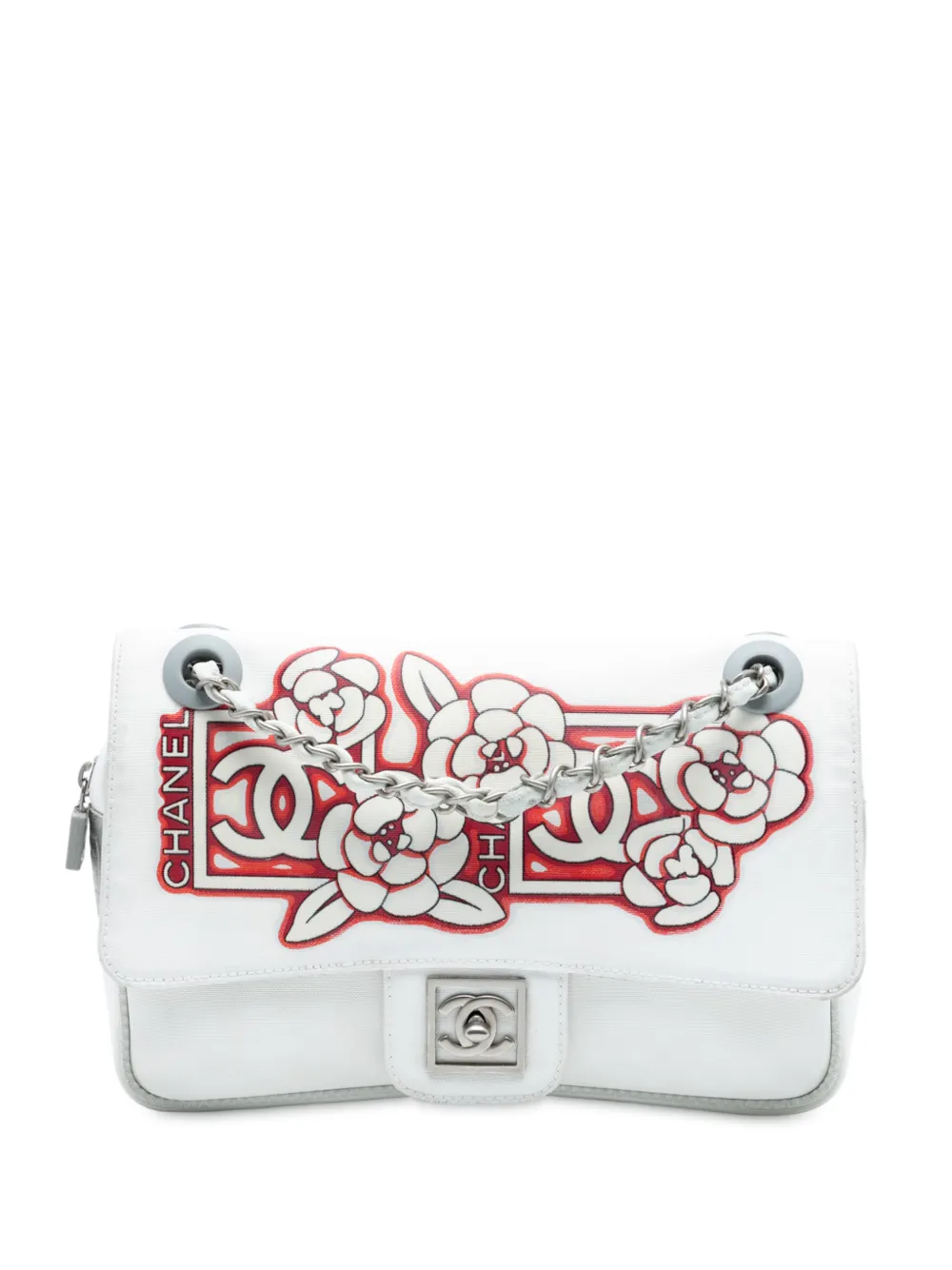 CHANEL Pre-Owned 2005-2006 Nylon Sport Camellia Flap shoulder bag - Bianco