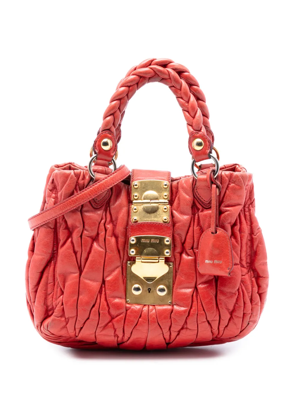 Miu Miu Pre-Owned 2010-2025 Matelasse Lux Lambskin Bauletto Aperto satchel - Rosso