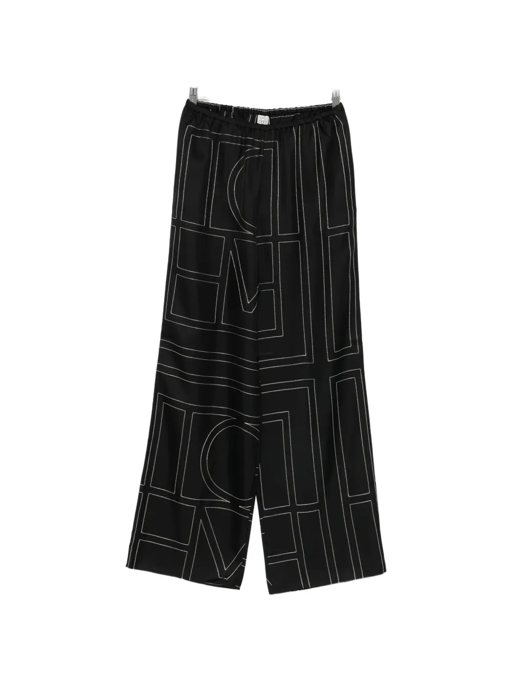 Totême Monogram Silk Trousers In Black