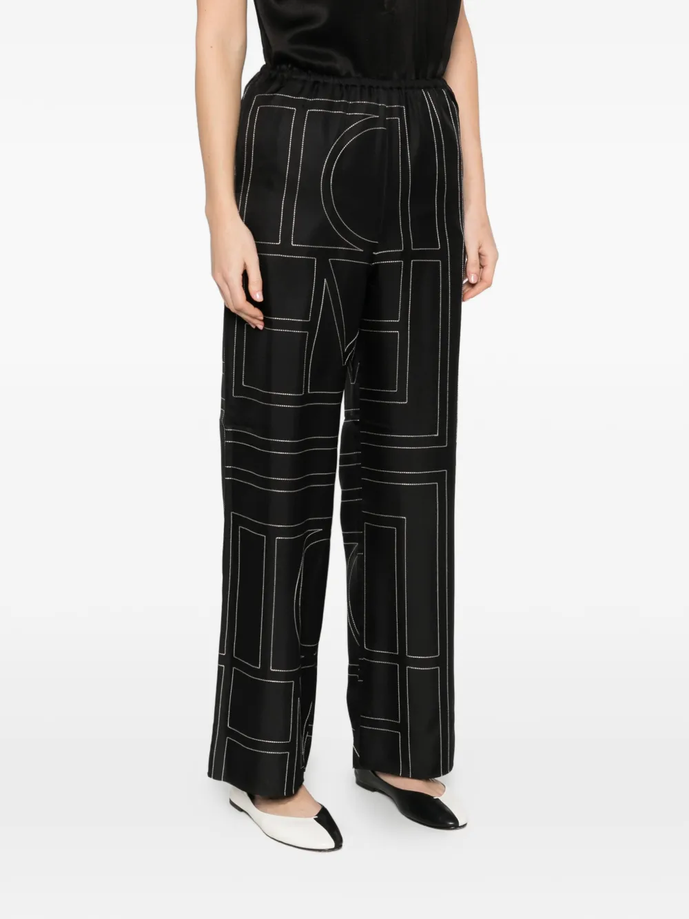  Toteme Monogram Silk Trousers - White 