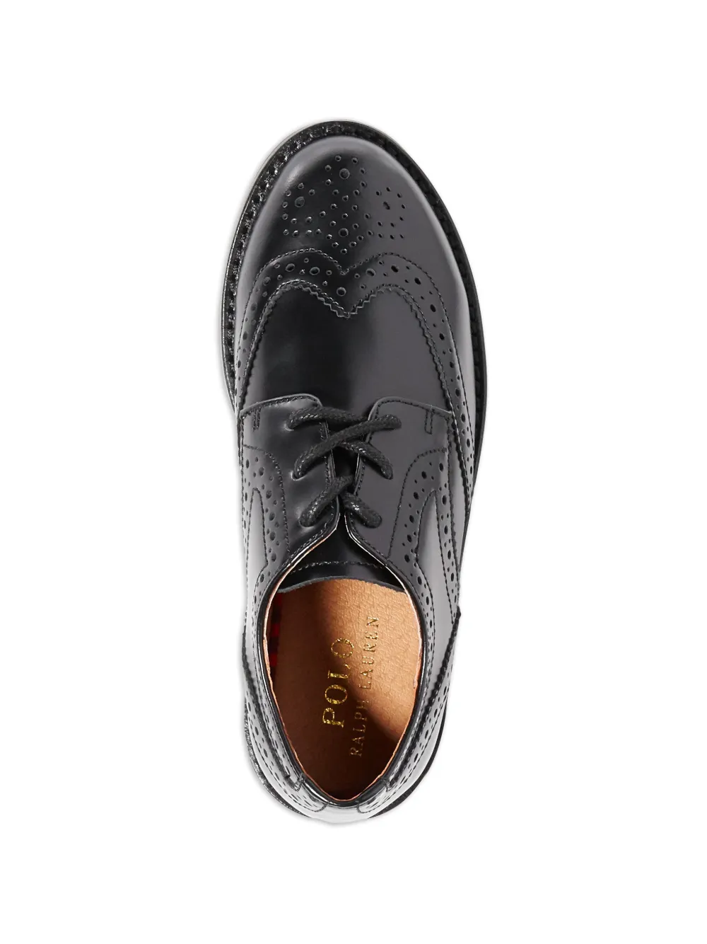 POLO RALPH LAUREN KIDS Wingtip leren brogues met geperforeerde details Zwart