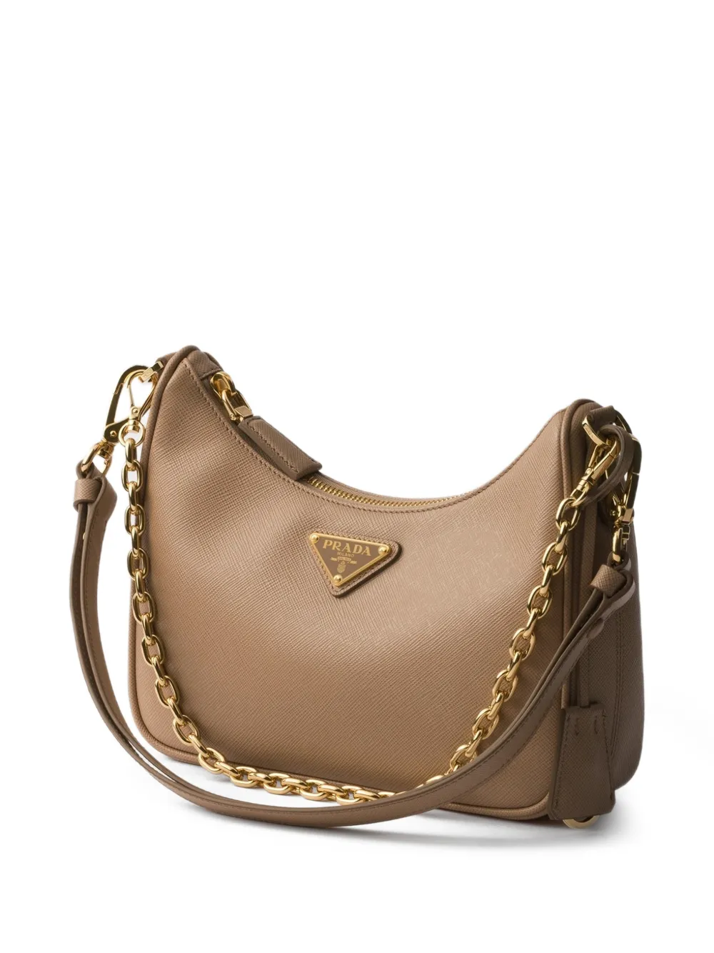  Prada Mini Re-edition Leather Shoulder Bag - Neutrals 
