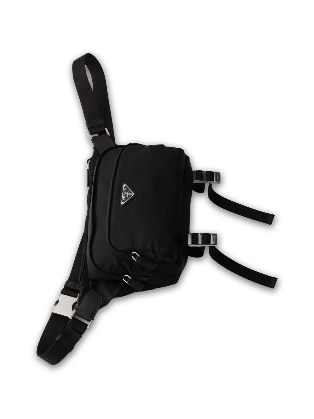 Prada Schoudertas met logoplakkaat Zwart