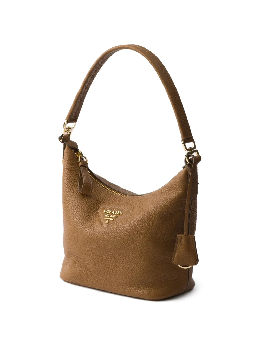 Prada Schoudertas met logoplakkaat Bruin