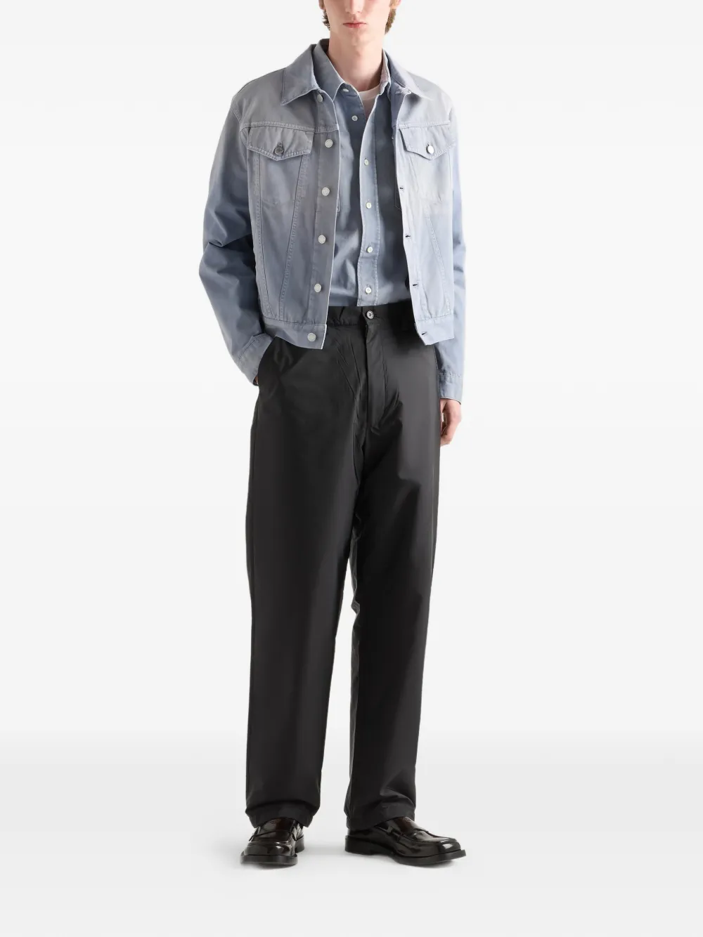 Prada wide-leg logo-detail trousers - Zwart